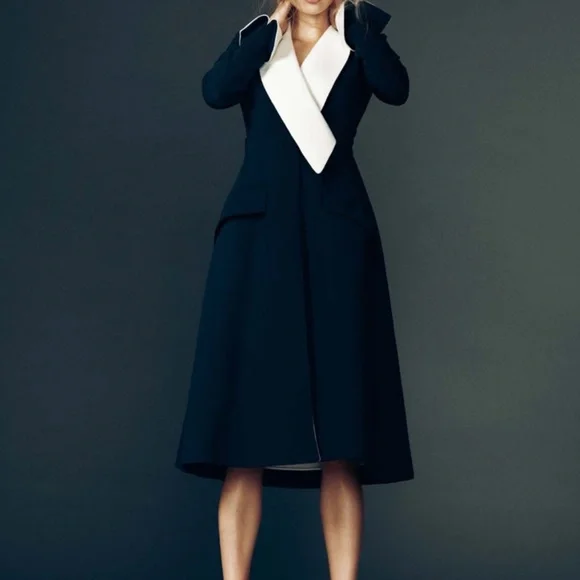 Iconic AW 2013 Dior Wool with white shawl collar Dress by Raf Simons